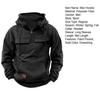 Men's Large Patch Pocket Drawstring Long Sleeve Half-Zip Hoodie