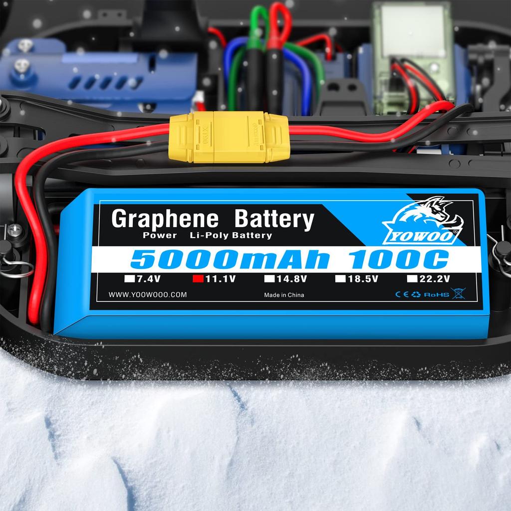 LiPo Аккумулятор Yowoo Graphene, 11.1V 3S 5000mAh 100C с разъемом XT90, для RC самолетов, квадрокоптера DJI F450, самолетов, вертолетов, Traxxas, масштаб 1/8