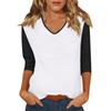 Женский повседневный модный сексуальный удобный топ с V-образным вырезом, цветной вставкой и рукавом три четверти