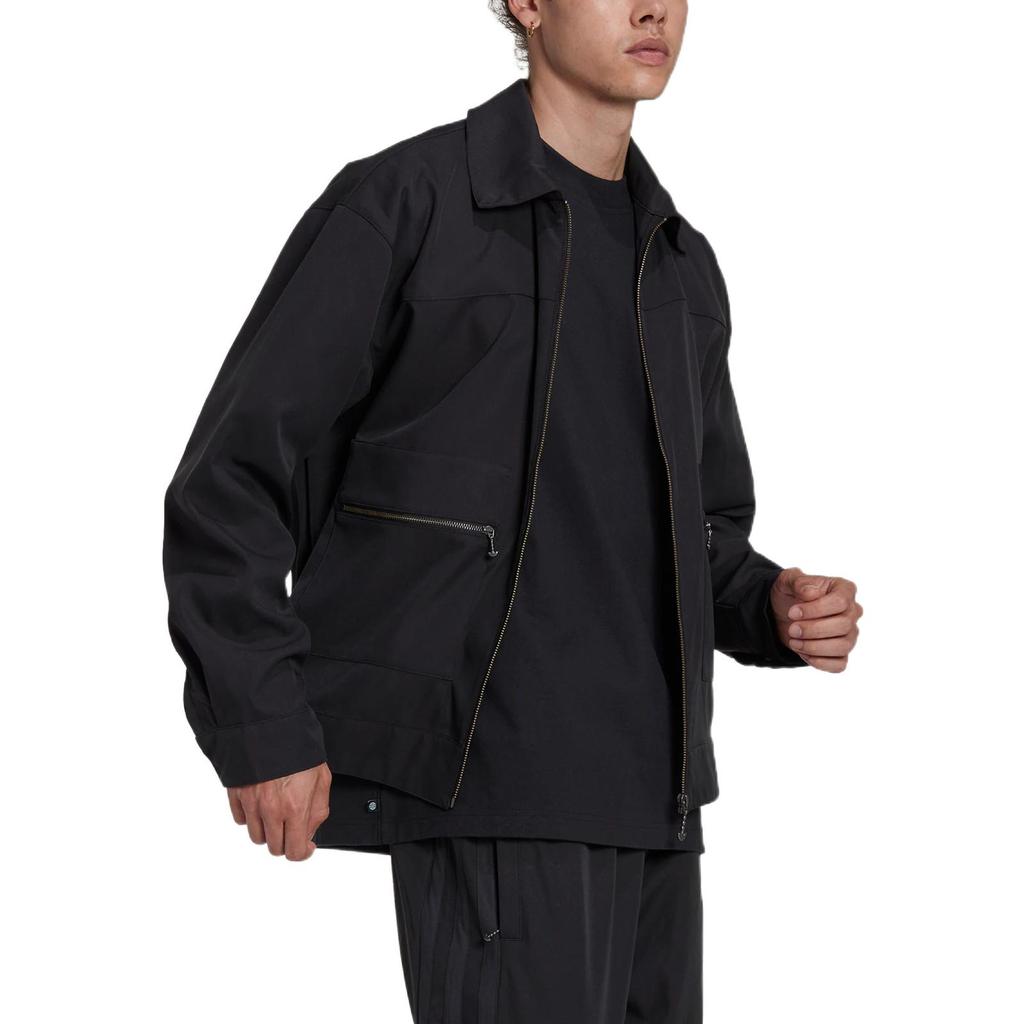 adidas Originals Trefoil FW22 Однотонная куртка с воротником на молнии Куртка унисекс Черная HK2919