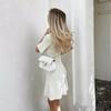 Elegant Knit Mini Dress Women Street Slim High Waist Short Sleeve Rib Sweater Dresses Vacation Bodycon Knitwear Dress