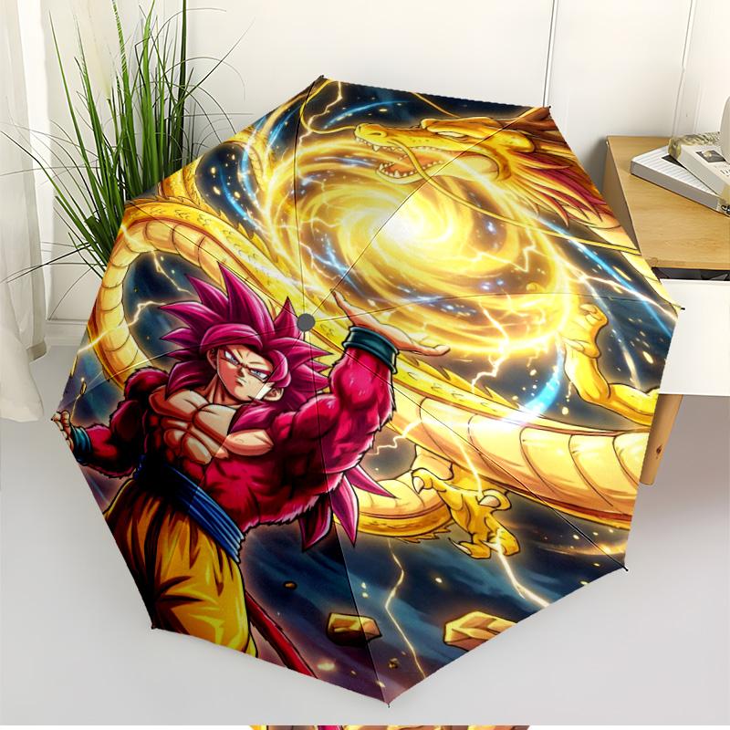 Автоматический складной зонт с принтом Dragon Ball, Портативный складной зонт, для улицы, поездок на работу, походов, Идеальный подарок на день рождения