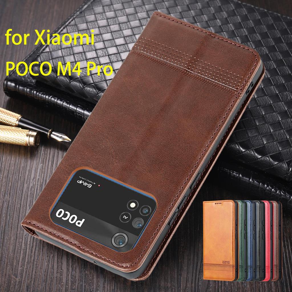 Роскошный магнитный адсорбционный кожаный чехол для Xiaomi POCOPHONE POCO M4 Pro 6.43" Flip Cover Защитный чехол Fundas Coque