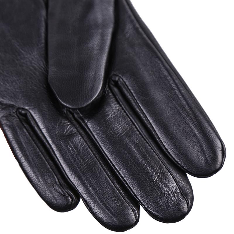 Простые аксессуары, зимние мужские перчатки из овчины, флисовая подкладка, черные кожаные перчатки из натуральной кожи для вождения