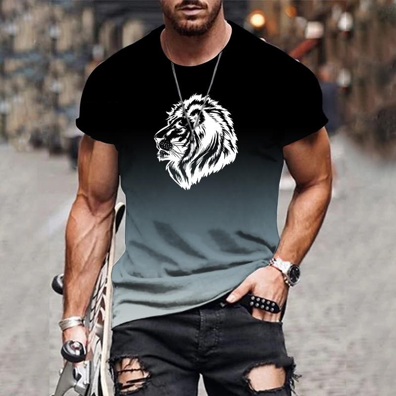 Мужская 3D градиентная печать модный трендовый принт Harajuku дизайнерские повседневные топы с коротким рукавом очень большие размеры мужская одежда