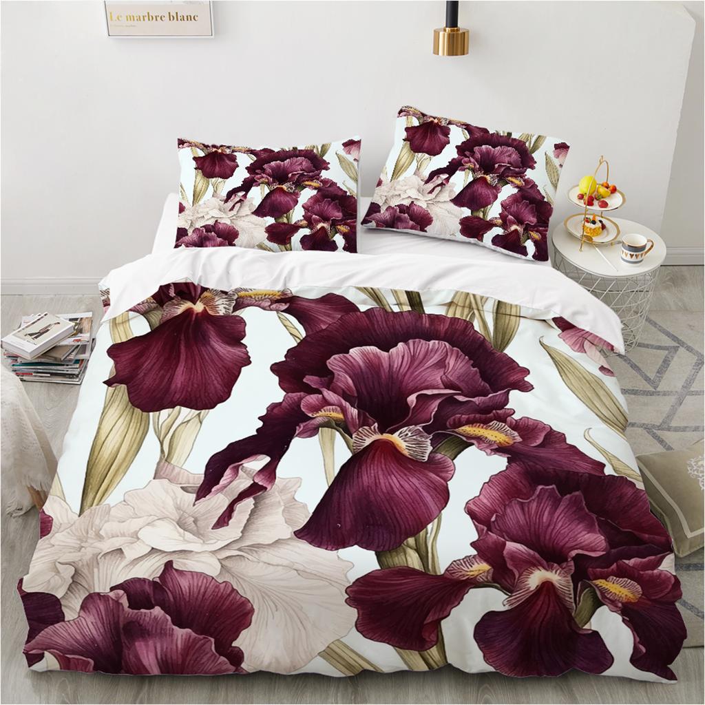 3D Flower Printed Duvet Cover King Twin Queen Double Size Kit Floral Pillowcase New Wholesale Elegant Bedspread