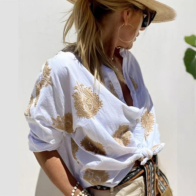 GMXIA Женские модные повседневные блузки и рубашки с длинным рукавом