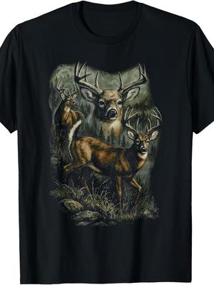NEW Retro T-Shirt Featuring a Buck And Deer In a Wilderness Setting