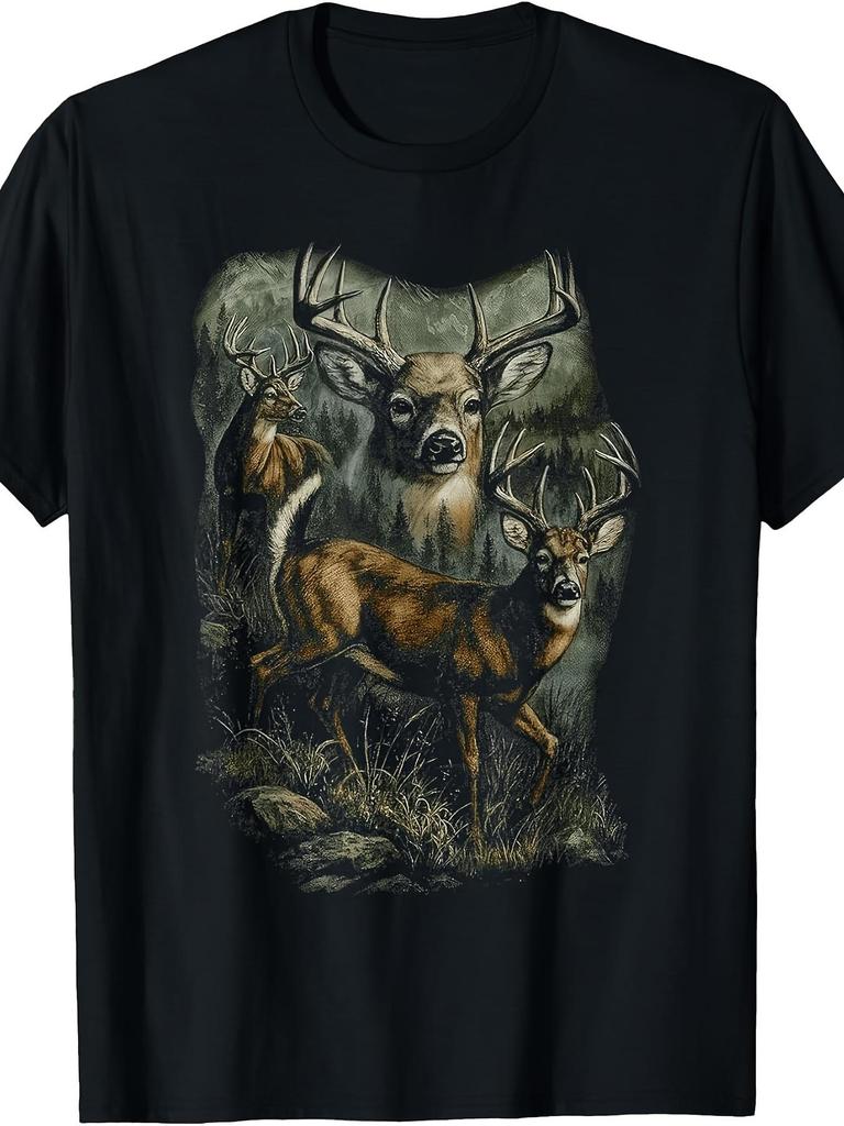 NEW Retro T-Shirt Featuring a Buck And Deer in a Wilderness Setting