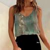 Женские атласные майки с V-образным вырезом, повседневные майки без рукавов, летние базовые майки с градиентом
