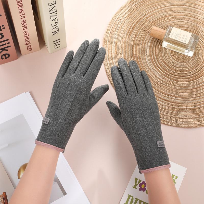 Теплые перчатки женские флисовые ветрозащитные для улицы для езды на электромобиле кроличий пух с бантом осенне-зимние перчатки