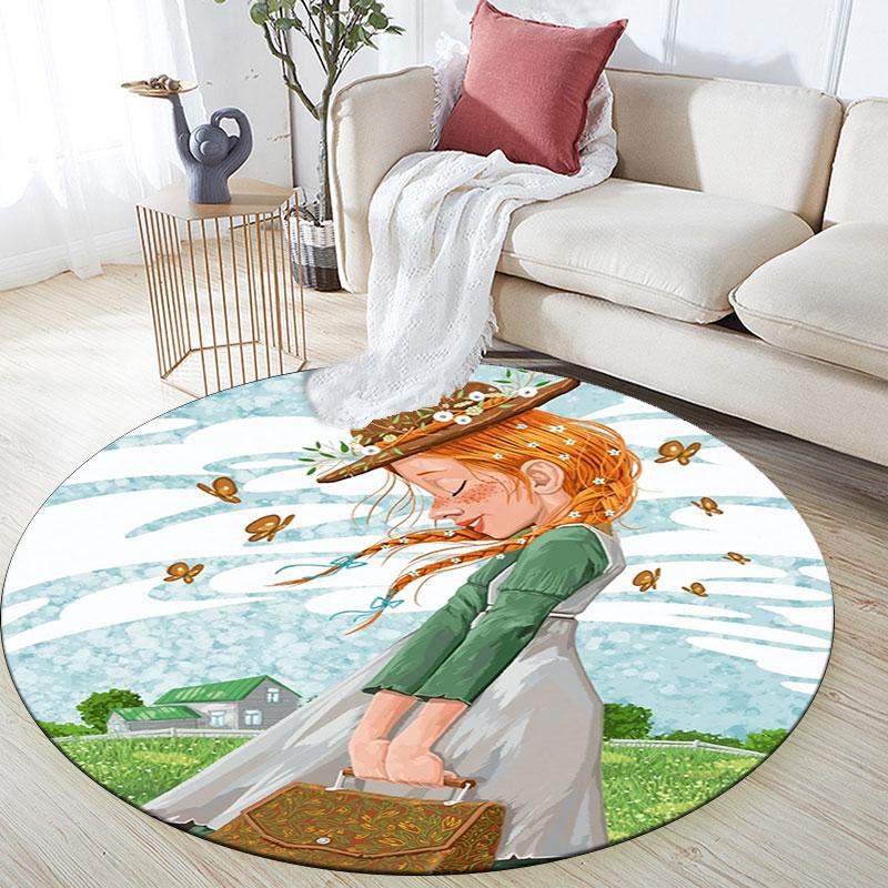 Anne pattern round rug,Carpet Rug for Living Room Bedroom Playroom ,Non-slip Floor Mat,Holiday Gifts and Birthday Gifts.