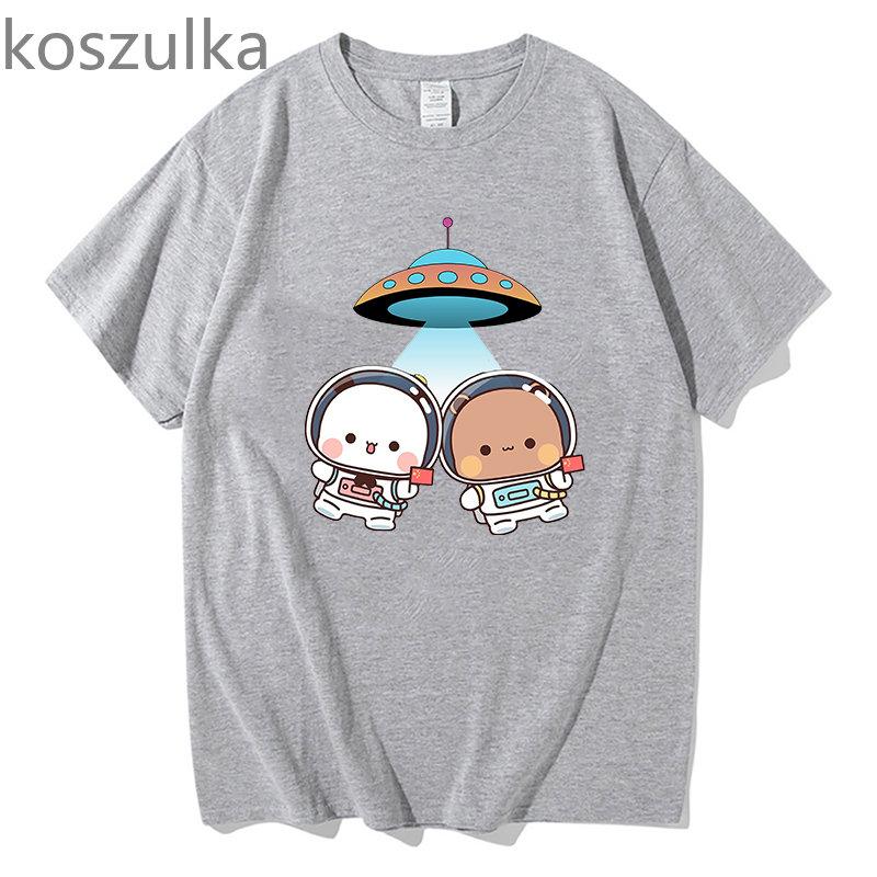Футболки унисекс Bubu Dudu Space, хлопковая футболка, топы с забавными комиксами, аниме, графический комикс, унисекс, одежда унисекс, одежда с короткими рукавами