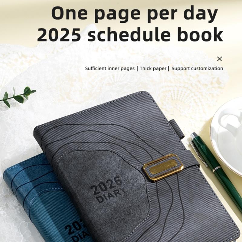 Планировщик-органайзер 2026, 365 ежедневных страниц, маленький размер, обложка из ПУ-кожи, плотная линовая бумага, подходит для профессионалов