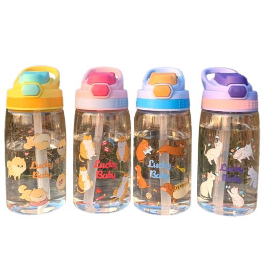 780 мл Питьевая бутылка с мультяшным узором, герметичная пластиковая детская соломенная чашка для студентов, спортивная