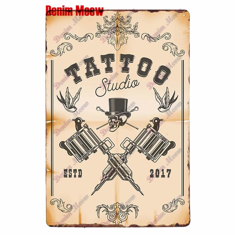 Классическая металлическая жестяная вывеска для студии татуировки, винтажная настенная художественная роспись, антикварный декор комнаты для салона татуировки, декор для дома в салоне, WY86