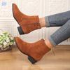 Autumn and Winter European and American Fashion Large Size Zipper Women's Suede Martin Boots Thick Heel Short Women's Boots