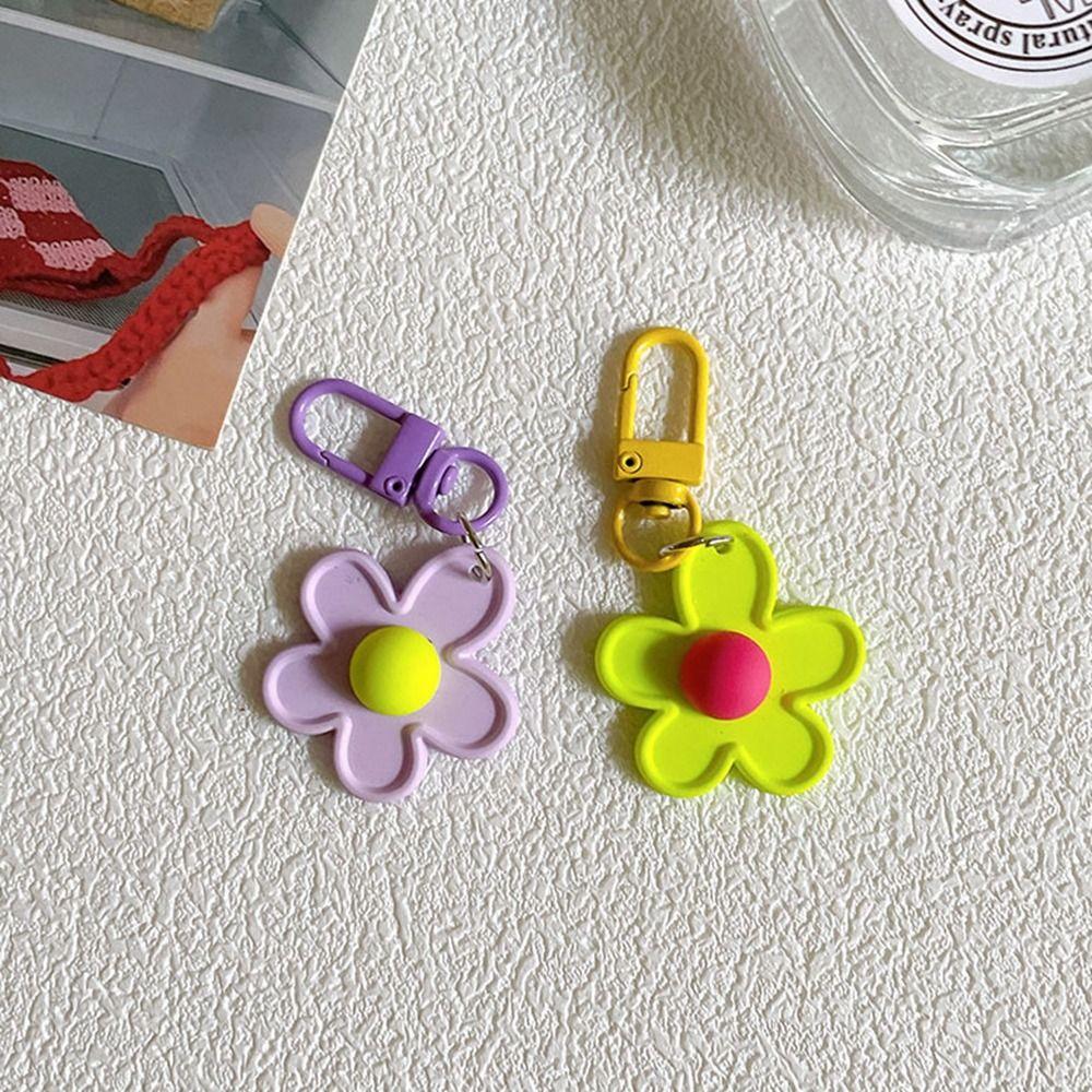 Брелок в виде цветка из мультфильма, брелок из смолы, забавный брелок для сумки, подвеска для автомобильного ключа
