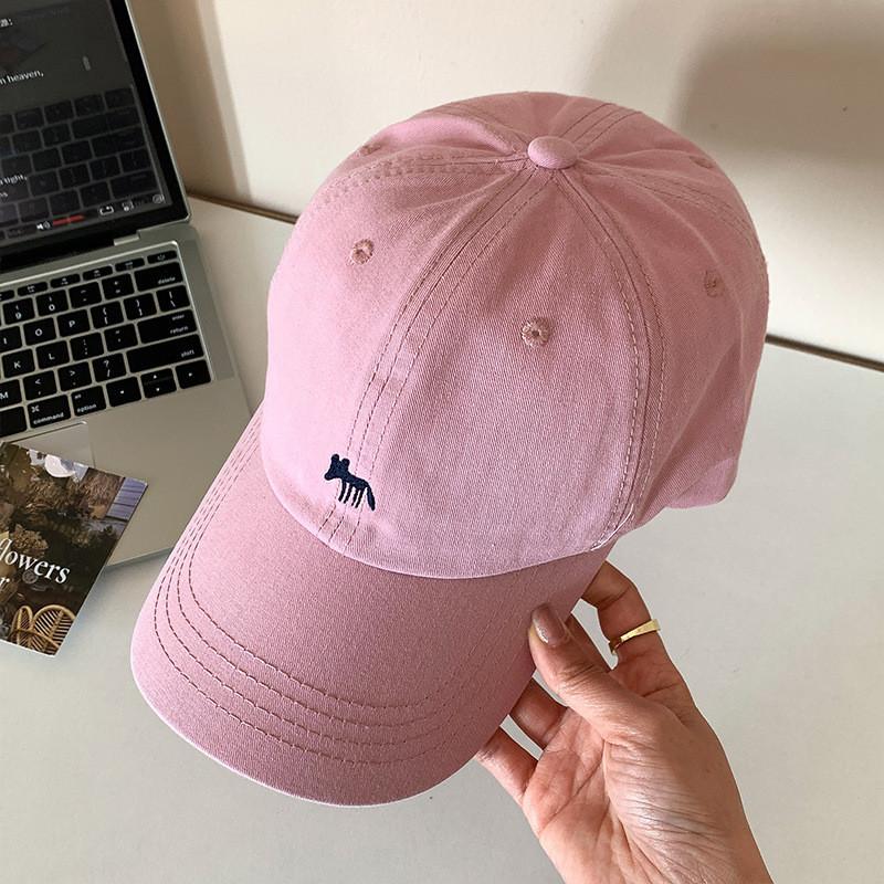 Sweet And Charming Light Blue Fox Embroidered Duckbill Hat For Spring Style