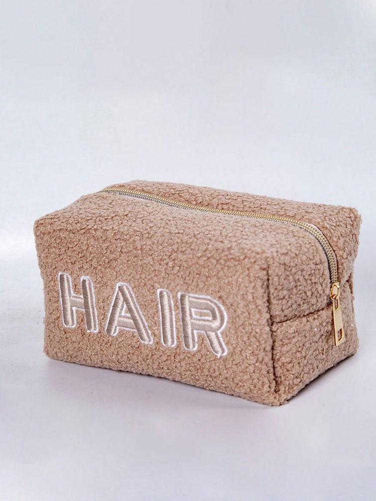 1 шт. однотонная портативная плюшевая косметичка «Тедди», плюшевая косметичка большой вместимости, простая косметичка, дорожная косметичка
