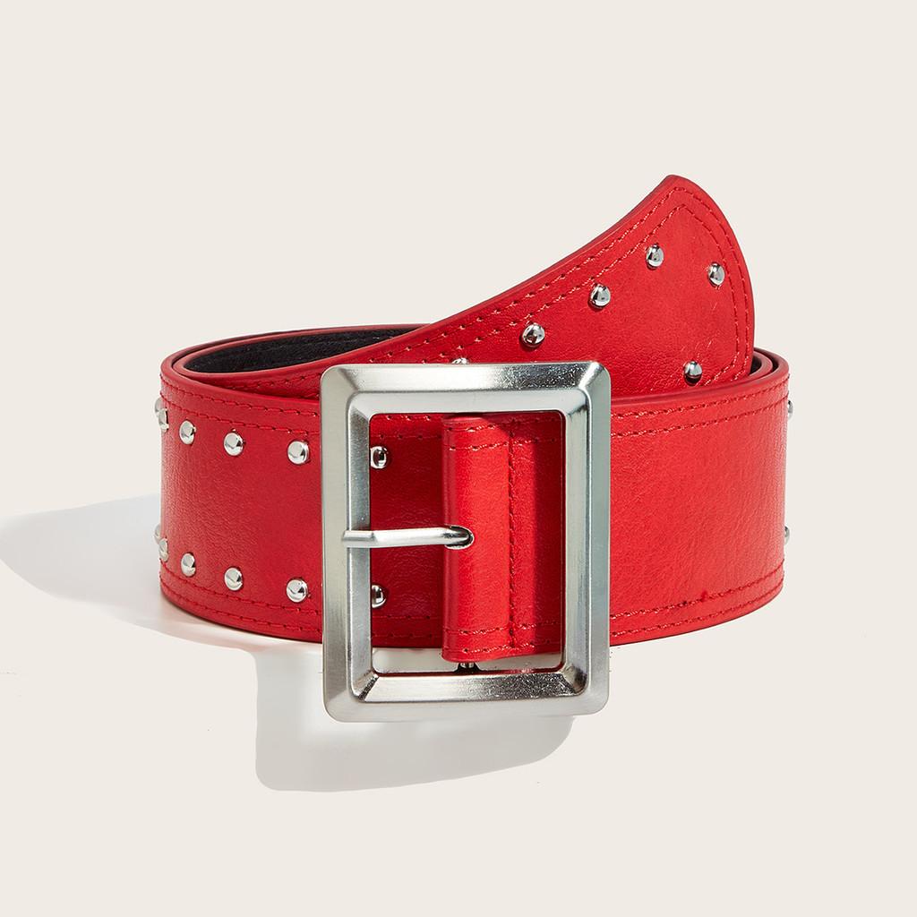 Leather Punkinspired Belt Decorative Nail Motifs Snap Closure Trendsetter Looks