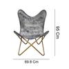 Handmade Buffalo Gray Leather Butterfly Chair Folding Modern Sling Lounge Accent