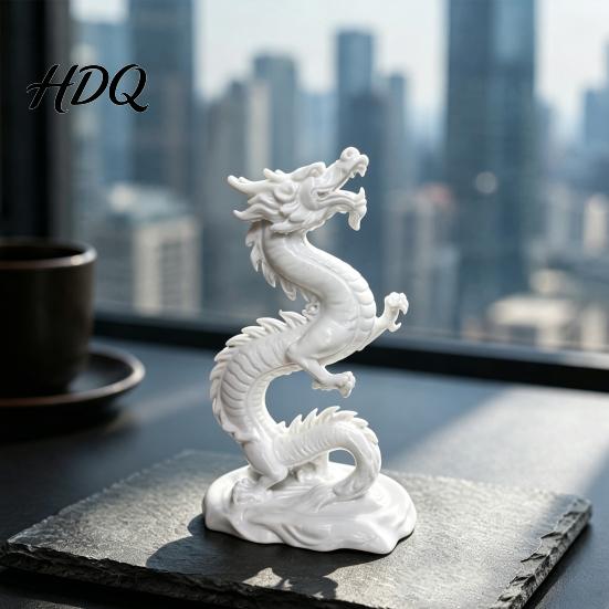 PLA Статуэтка Дракона 3D Печатная Китайская Фигурка Коллекционная Белая Статуэтка Ручная Работа Скульптура Фигурки Фэн-Шуй Украшение для Дома Офиса