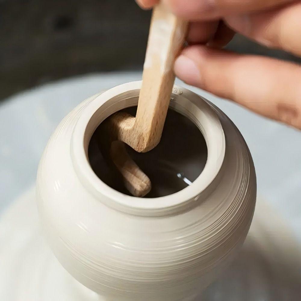 Rapid Forming Pottery Rim Shaping Tools Long Handle Wood Clay Trimming Tool  For Potters