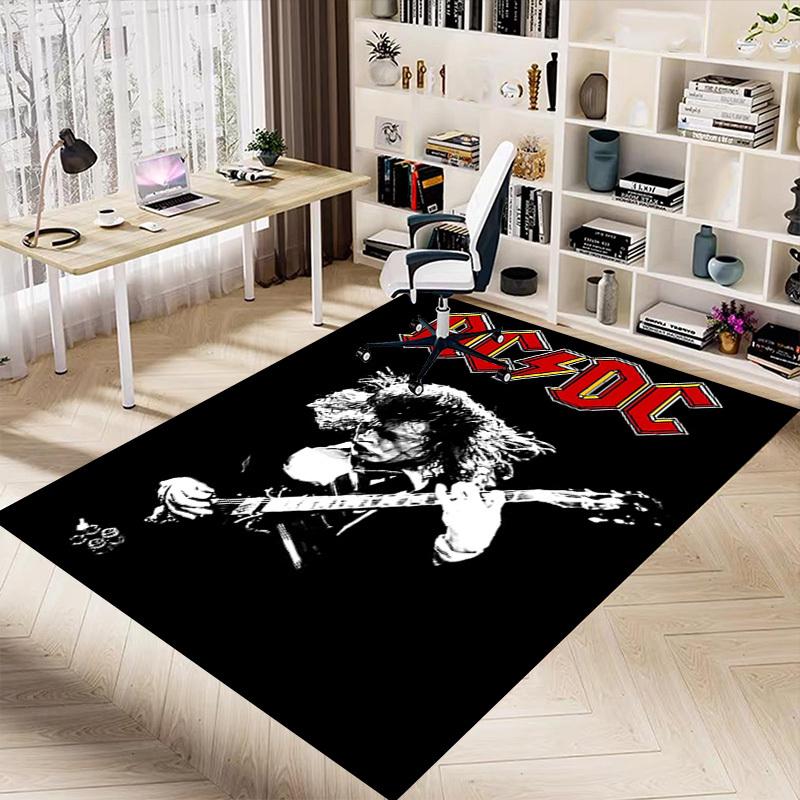 1 шт. AC/DC гитара Домашний офис, Прочный полиэстеровый коврик для пола с легкой чисткой, Офисный декор, Городской стиль, Нескользящая основа