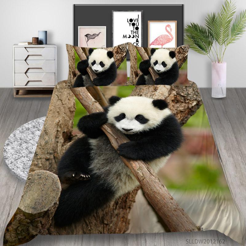 3D Panda Series Bedding Set Animal Theme Series Quilt Cover Pillow Case 2 or 3 Pieces of Microfiber Fabric AU Extra Large Home Decoration