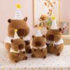 Birthday Hat Capybara Plush Toy Cartoon Capibara Fluffty Doll Capybara Plush Doll  Christmas Toy
