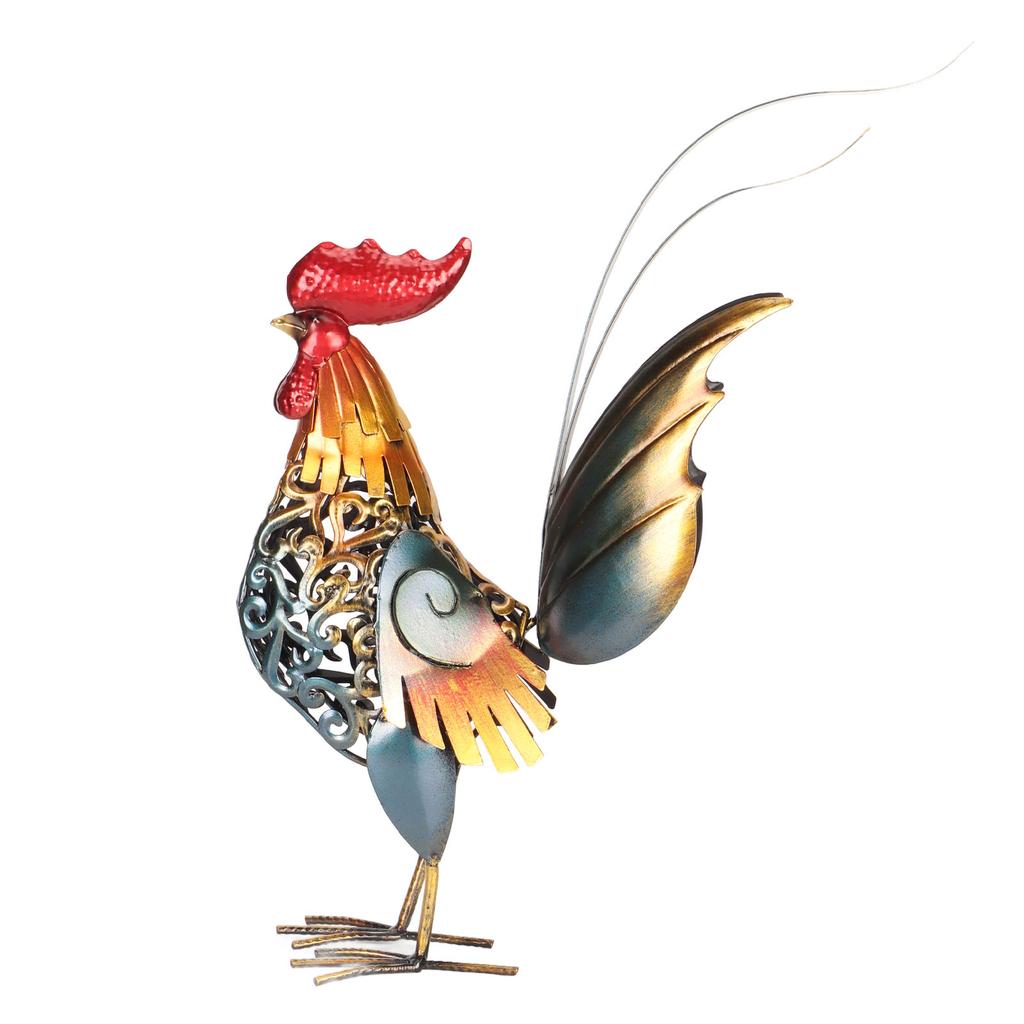 Rooster Sculpture Carved Metal Rooster Sculpture Decorative Iron Rooster Statue for Garden Deck