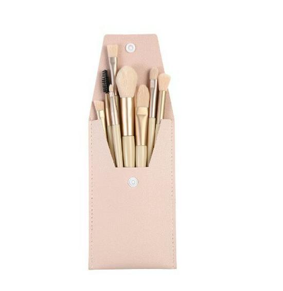 Mini 8-Piece Portable Makeup Brush Set: Soft Bristle Eyeshadow and Foundation Brushes