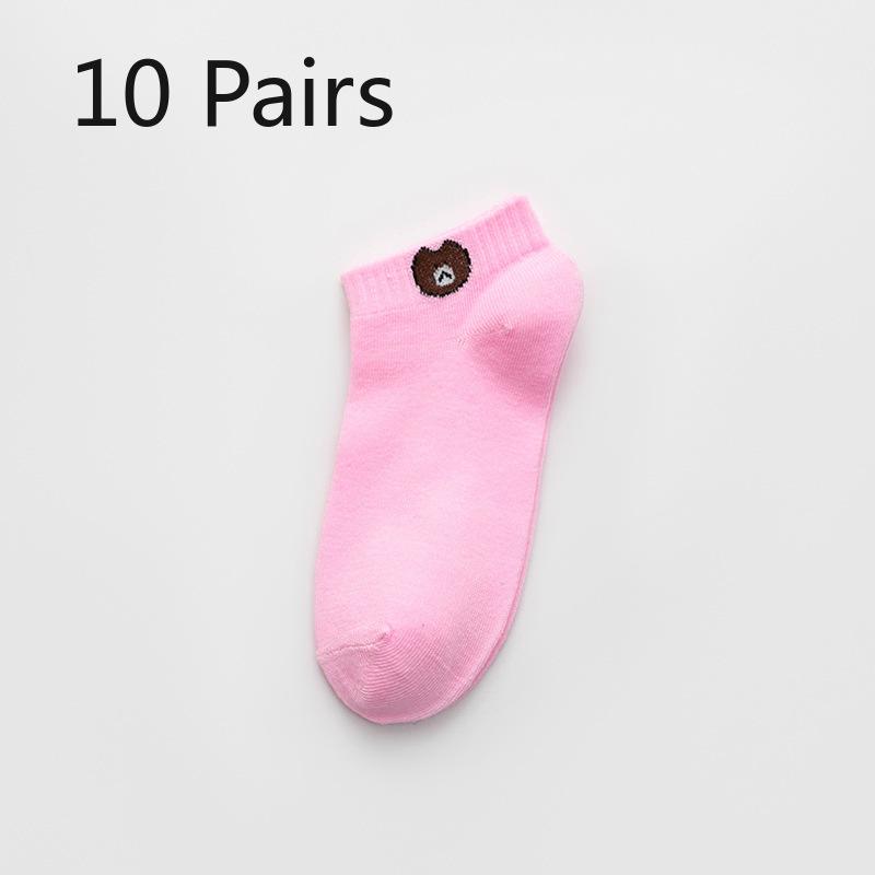 10 Pairs of Women's Four Seasons Disposable Cartoon Bear Socks