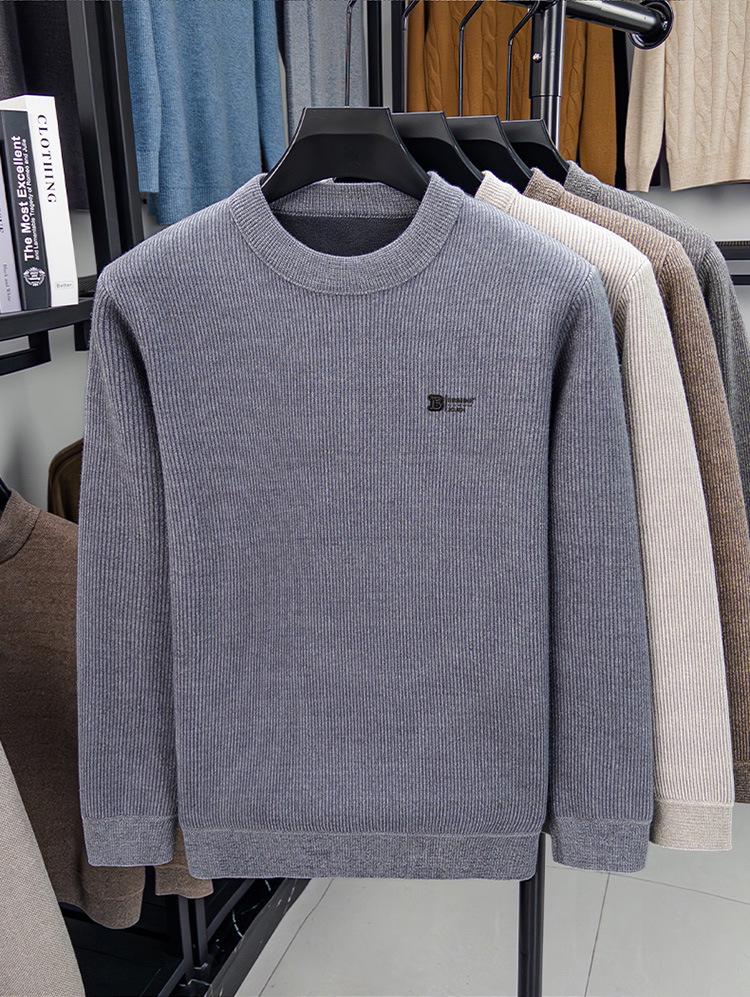 Men’s Winter Mink Velvet Thick Knit Sweater - Round Neck Luxury Casual Pullover