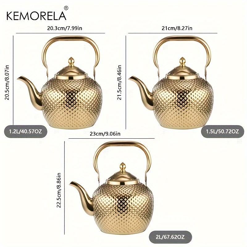 KEMORELA 1 шт. чайник из нержавеющей стали 1,2/1,5/2 л, чайник с фильтром, чайник для отеля, кофейник, индукционная плита, чай
