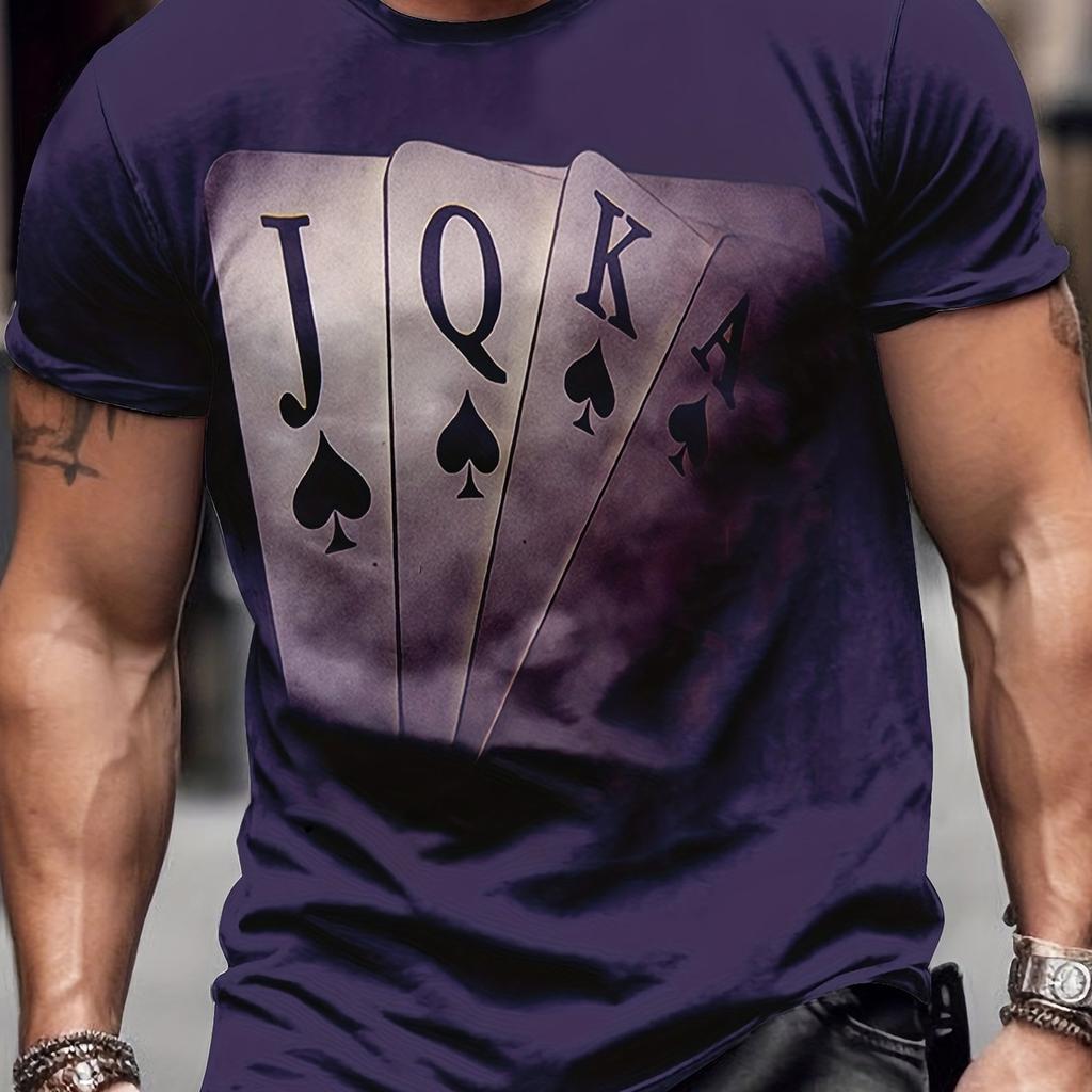 Мужские футболки с графическим 3D-принтом на тему покера, повседневные футболки, удобные пуловеры с короткими рукавами, мужская летняя одежда