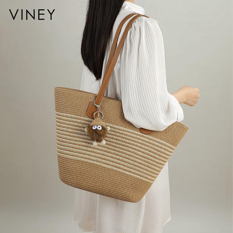 Viney Tote Bag, Women's Handbag, Large Capacity Shoulder Bag, Woven Straw Bag, Vacation and Beach Bag