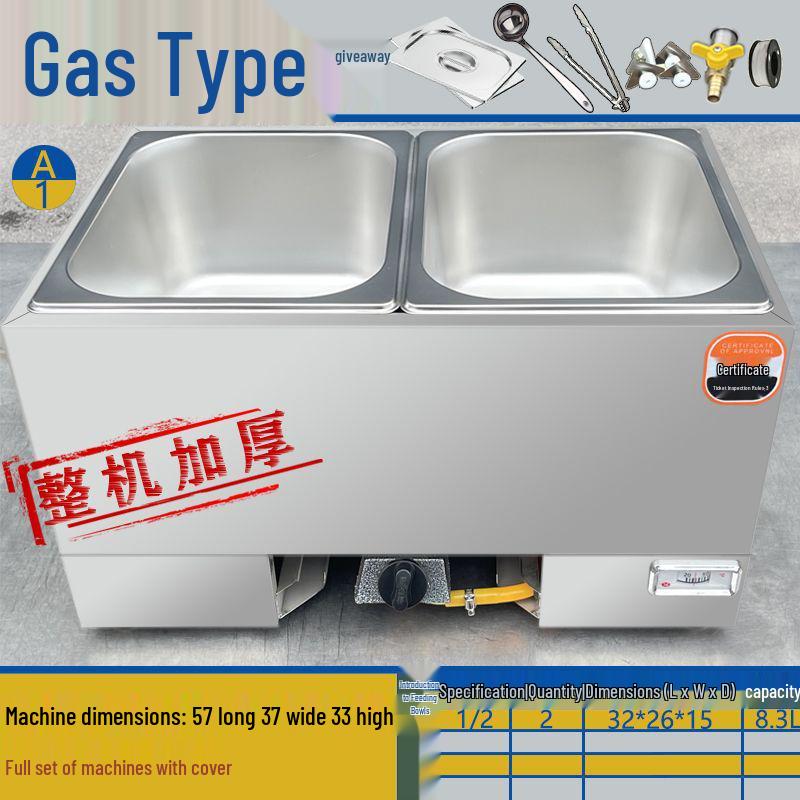 Commercial Gas-Powered Countertop Warming Table with Soup Pot for Fast Food Stalls