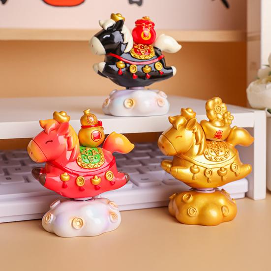 Doll Ornament Horse Shape Rotatable Design Decorative Resin Figurine Crack-resistant Vivid Doll Figurine