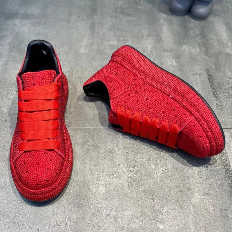 Мода Роскошь Дизайнерская Мода Мужские Красные Черные Туфли на Платформе со Стразами Повседневные Лоферы Мокасины Мужские Рок Хип-хоп Кроссовки для Ходьбы