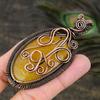 Yellow Fluorite Gemstone Copper Wire Wrap Jewelry Pendant 3.15