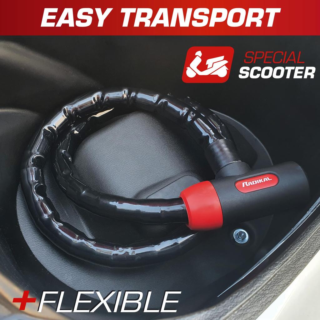 RADIKAL RK520 Articulating Padlock with Motorcycle Chain Flexible Articulating Ball Joint for Closing Armored Safety Steel Anti-Theft Bicycles,