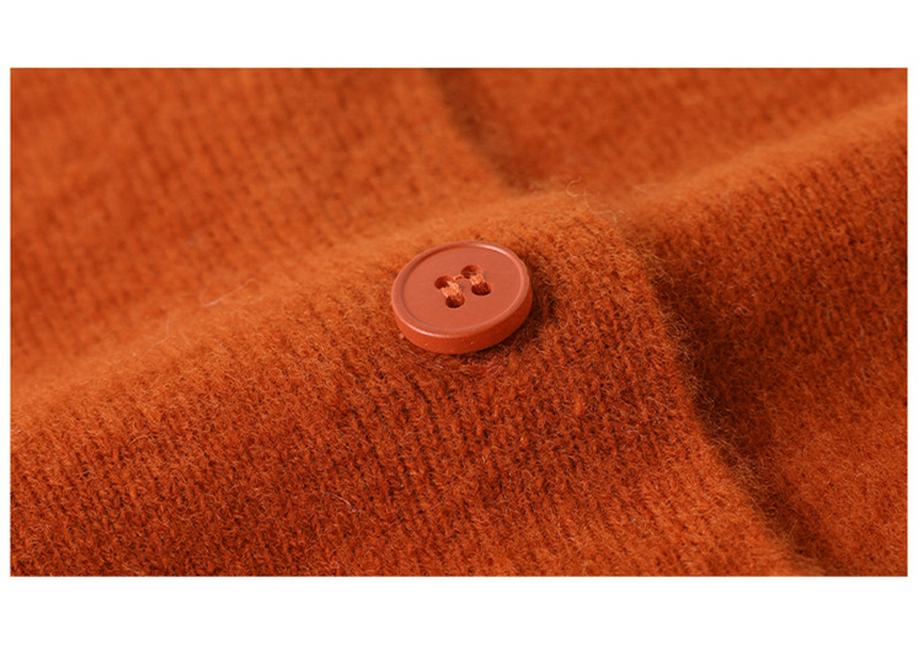 Women's Pure Wool Cardigan - Autumn/Winter Round Neck Knit Sweater Outerwear