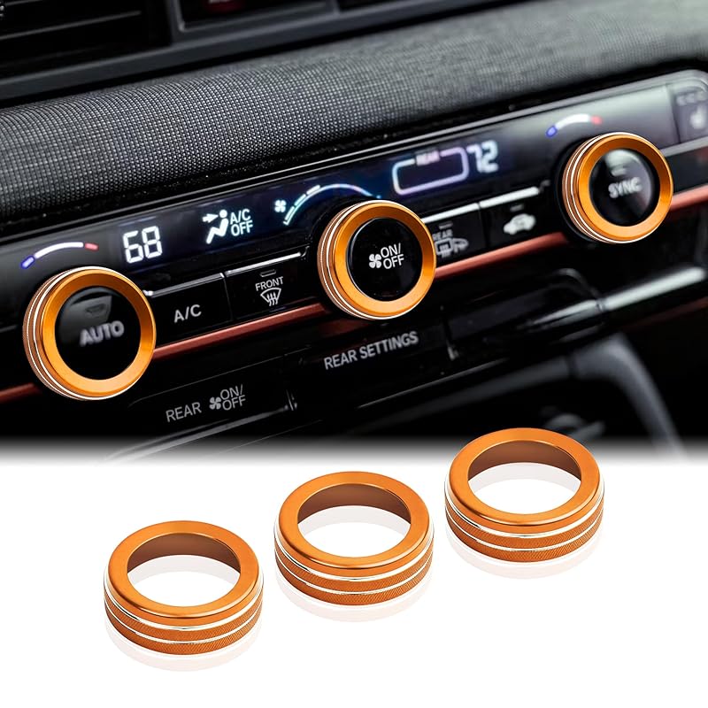 for Honda Passport 2026 Accessories - 3-Pieces Aluminum Alloy Air-Conditioning Knob Cover Trims (Orange) - DvlynAuroa