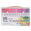 100 Colour Dual Tip Brush Pens Colouring Art Markers Drawing 