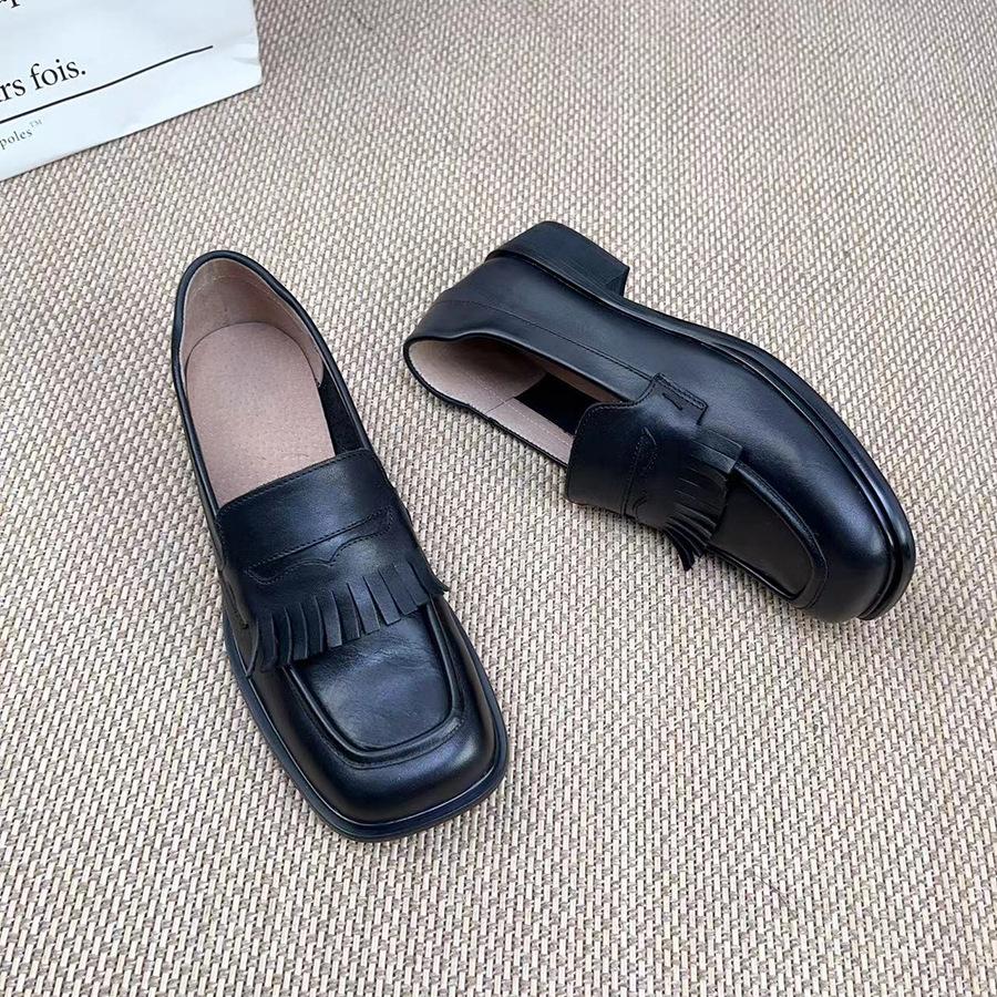 Johnature Женские туфли-лодочки из натуральной кожи, удобные туфли без шнуровки на низком каблуке с мягкой подошвой в стиле ретро и квадратным носком