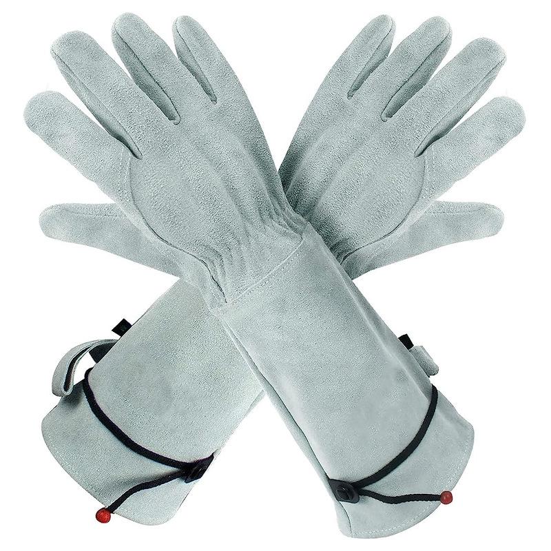 1 Pair Protective Cowhide Long Tube Gardening Gloves