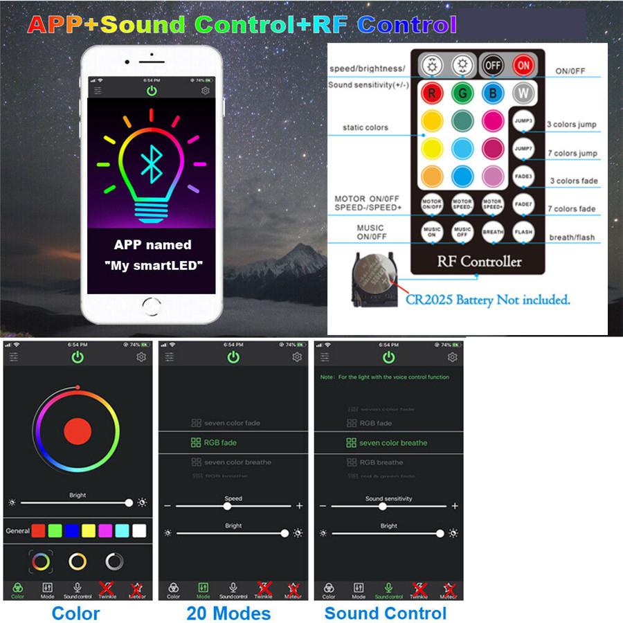 16 Вт RGBW Bluetooth APP RF Управление Звуком Оптоволоконный Звездный Потолок Метеор Световой Комплект