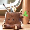 Pen Holder Stationery Desk Organizer Storage Tabletop Decoration Sturdy Container Wood